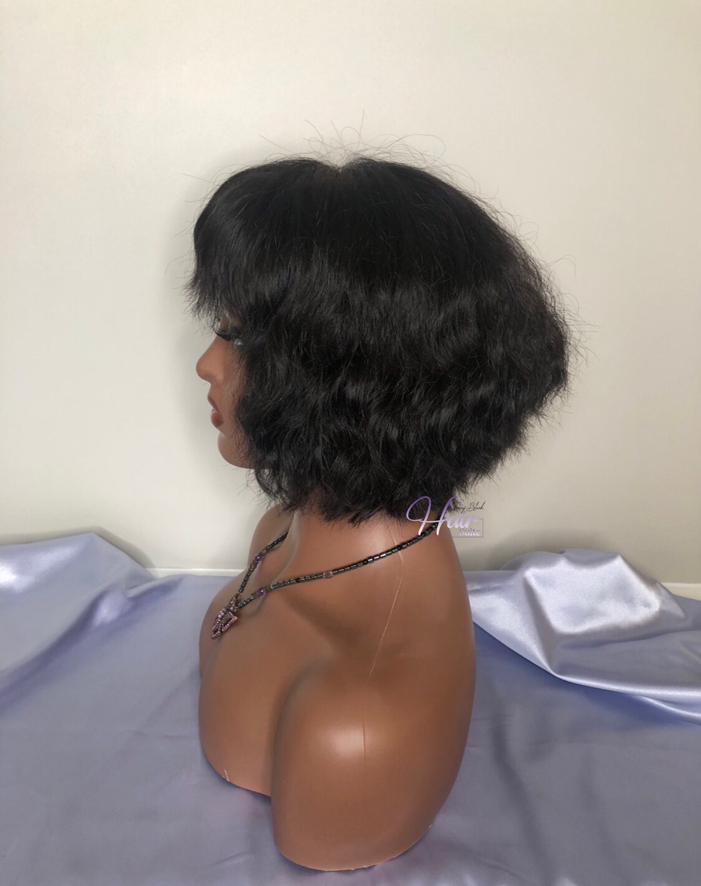 “Ellen” Raw Indian Curly Custom Handmade Bob Wig