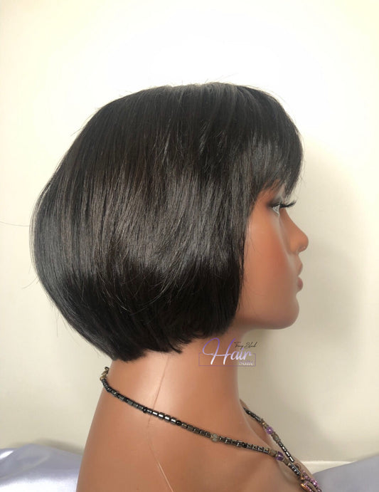 “Ellen” Raw Indian Curly Custom Handmade Bob Wig